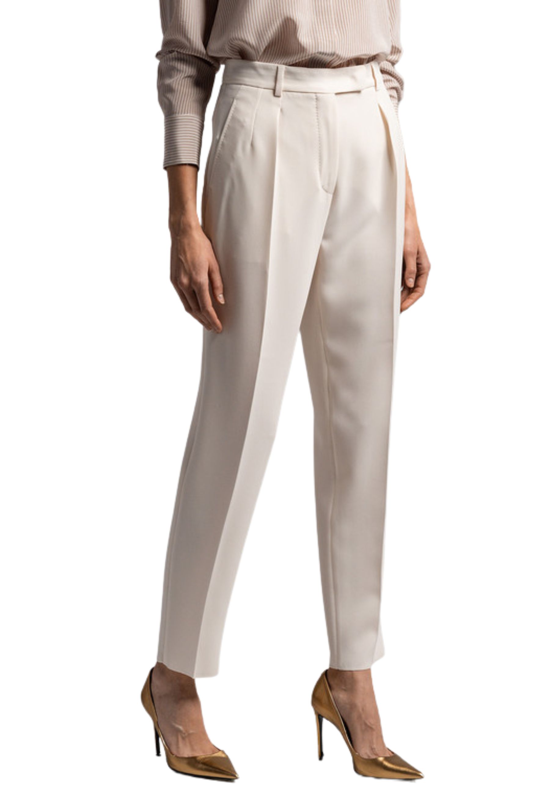 【送料&関税込】Max Mara Studio Brest Trousers Max Mara Studio Sale Crepe Straight-Leg Trousers - UK 14